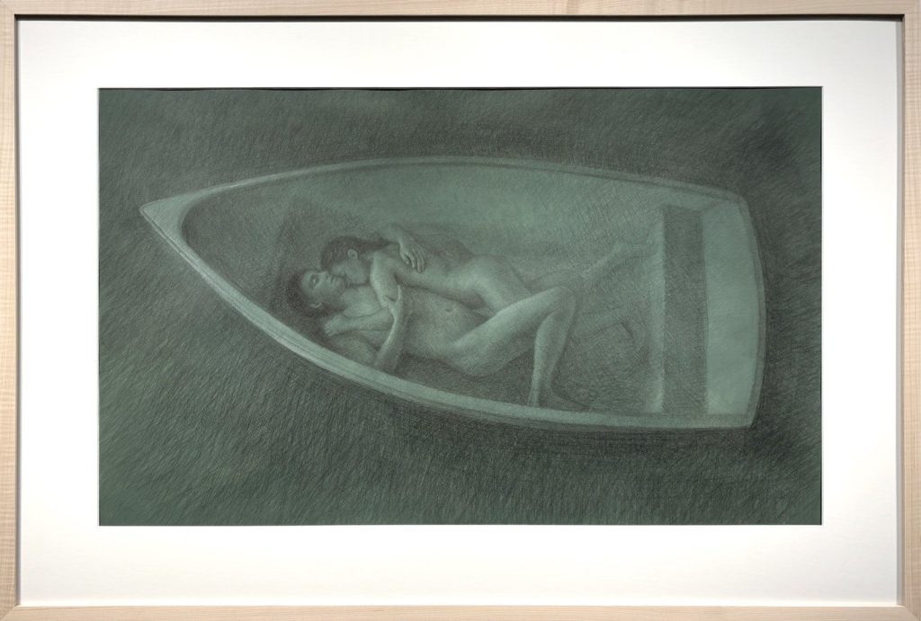 Wade Schuman, Study for Polyptych (Top Panel Figures in a Boat)